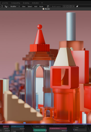 En un computador de escritorio Mac se muestra la app Blender.